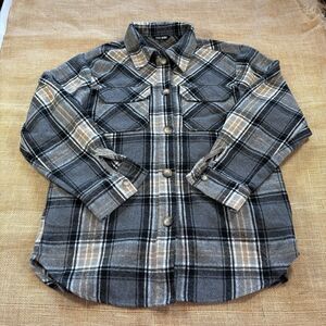 Steve Madden Woman's Heavy Brushed Brown/Black/Gray Flannel Shacket Size Medium